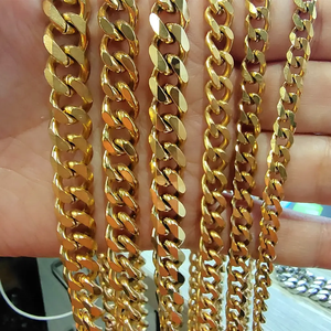 Cadena de Eslabones Cubanos de Acero Inoxidable para Hombre Estilo Miami, Collar de Eslabón Cubano tipo Bordillo Chapado en Oro de 14k y 18k, Joyería Impermeable de Hip Hop - Product Image 2