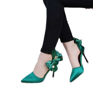 Nouvelles Chaussures de Mariée Rouges à Talons Fins et Nœud, Ornées de Perles et Strass, pour Femme, Printemps-Été-Hiver 2026 - Product Image 1