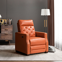 Fauteuil inclinable électrique en cuir véritable moderne avec structure en bois pour salon de coiffure/salon/réception