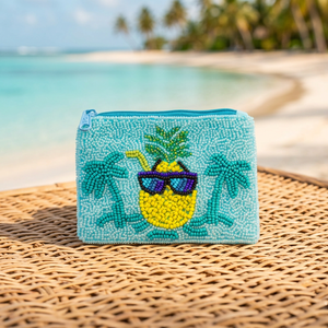 Sac de voyage cosmétique en feutre non tissé imprimé à l'écran avec motif d'ananas tropical de dessin animé, avec pochette zippée - Product Image 3