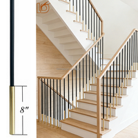 Tube inférieur de balustre d'escalier rond en métal uni, vente en gros, offre spéciale, en fer forgé, avec manchon en laiton brossé pour rampe d'escalier