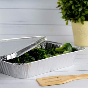 Bandeja de aluminio de 9x13 pulgadas, apta para uso alimentario, reciclable, tamaño medio, para mesa de vapor, con tapa de plástico tipo domo, contenedores de papel de aluminio para buffet y catering - Product Image 3