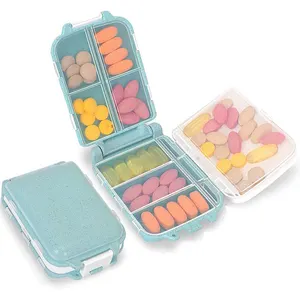 药丸盒，折叠设计每周药丸盒组织器，8个隔间便携式旅行药丸盒，用于药物维生素