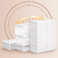 Armoire modulaire en plastique pour vêtements, armoire de rangement empilable à panneaux embossés diagonaux, multi-compartiments pour vêtements