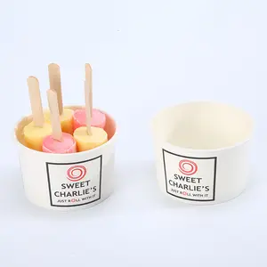 Tigela de papel para iogurte e sorvete de salada personalizada com logotipo personalizado de 4 8 12 16 onças divisórias laranja