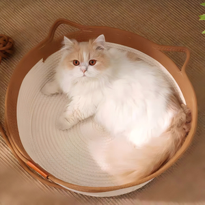 Geflochtenes Rattan-Katzenbett, geeignet für alle Jahreszeiten, Hundebett aus grobem Hanf, Katzenschlafmatte, Katzenkratzbrett, Haustierbedarf - Product Image 1