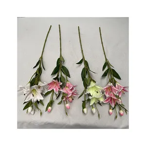 Direct Wholesale Good Quality Long Branch 6-head Lily Outdoor Artificial Flowers