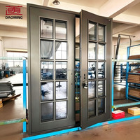 Puerta de Entrada Doble de Aluminio y Vidrio Polímero Antirrobo para Tiendas, Hospitales, Centros Comerciales, Salas de Estar y Cocinas