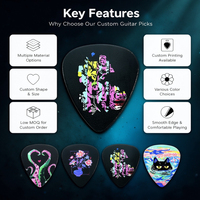 Ensemble de plectres de guitare avec différentes tailles incluses, adaptés à plusieurs styles de jeu de guitare