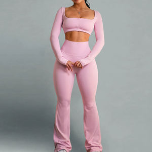 ชุดออกกำลังกายโยคะ 2 ชิ้น คุณภาพสูง แบบสั่งทำพิเศษ เสื้อครอปเอวสูงทรงบานพิมพ์ลาย พร้อมเลกกิ้ง สำหรับผู้หญิง เหมาะสำหรับฟิตเนสและออกกำลังกายทั่วไป - Product Image 4