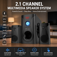 Sistema de Altavoces Multimedia Profesional 2.1 con Subwoofer de Sonido Envolvente, Audio USB Inteligente FM, Caja de Sonido para Cine en Casa para PC y TV