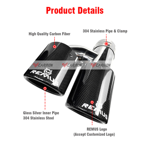 Auto h Typ Dual Universal Auspuffs pitzen Curly Edge Remus Sport Glänzendes Carbon-Endrohr für Ford Golf - Product Image 3