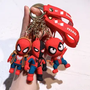 Kreative Cartoon 3D PVC Anime Spielzeug Schult asche Anhänger Geschenke Held Schlüssel ring Kawaii Spiderman Schlüssel bund