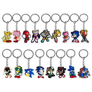 HY Wholesale Série de porte-clés <span class=keywords><strong>Sonic</strong></span>, accessoires de dessin animé, breloques pour chaussures, colliers porte-clés, porte-clés masque, accessoires de <span class=keywords><strong>voiture</strong></span> pour hommes en PVC - Product Image 1