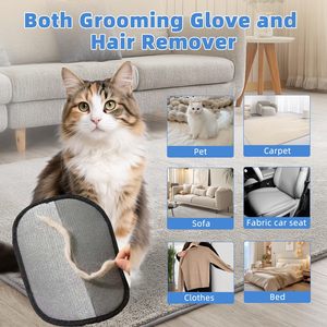 Gants de retrait des poils d'animaux, noirs, réutilisables, pour chats et chiens, avec design de surface incurvée - Product Image 2