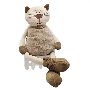 New Design Grey Stuffed Sitting Cat Toy Plush Baby Cat has A Kawii Face with Long Arms and Legs