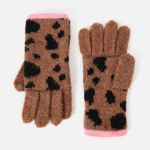 Gants magiques à demi-doigts avec logo personnalisé, vente en gros, hiver, unisexe, gris chiné, tricotés, sans doigts, avec étiquette tissée - Product Image 3