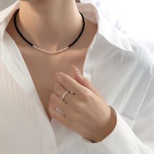 S925 Bạc Đen Agate Bị Hỡ Bạc Vòng Cổ Niche Thiết Kế Ánh Sáng Sang Trọng Đơn Giản Cổ Đồ Trang Sức - Product Image 6