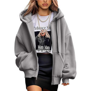 Custom Women's 2025 Fall Oversized <b>Hoodies</b> Sweatshirt Long Sleeve <b>Zip</b> <b>Up</b> Pockets Loose Fit <b>Y2k</b> Winter Hoodie Jackets Coat - Product Image 1