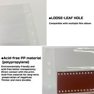 Pages de rangement pour films négatifs 35 mm avec trous latéraux, sacs sans acide, pages de préservation pour diapositives de films noir et blanc 135 mm - Product Image 5