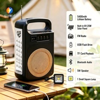 Lanterne solaire 5-en-1 avec haut-parleur Bluetooth, batterie externe, radio FM, lumière LED, lampe d'urgence portable pour le camping et les situations d'urgence