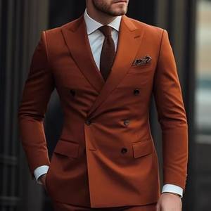 2025 nouveaux hommes costumes Double boutonnage revers pointu mariage marié robe de smoking formel sur mesure Blazer coupe ajustée veste + pantalon - Product Image 5