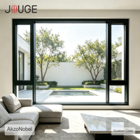 Fenêtre à battant et à basculer en aluminium JOUGE, quincaillerie allemande, profondeur de cadre 95 mm, profondeur 44 mm, bande PA66 pour villa de luxe, sécurité structurelle