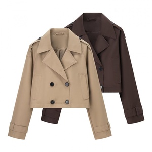 <span class=keywords><strong>Trench</strong></span> Coat Corto da <span class=keywords><strong>Donna</strong></span> Stile Britannico a Doppio Petto, Modello A-line, Tessuto, Stile Europeo di Tendenza 2026 - Product Image 1