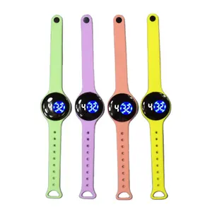 2024 Hot selling Kids cheap Round lovely cartoon touch wrist Digital led with customized Doll Girl Boy Led Touch Silicone Watch