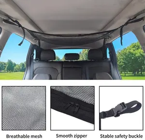 Taşınabilir 3 katmanlı araba tavan kargo ağı saklama çantası çatı iç örgü saklama kutusu Net cep çanta için araba çeşitli eşyalar depolama