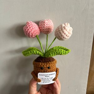 Tissé Coton Fleurs Artificielles Crochet Pot Pâques Tulipe Daisy Lily Tournesol pour Noël Saint Valentin Décoration <span class=keywords><strong>De</strong></span> Noël - Product Image 2