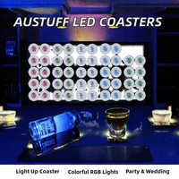 Sous-verres LED AUSTUFF, 50 pièces, multicolores, lumière RGB clignotante, en polyester, petite taille, pour la décoration de clubs, bars, fêtes, mariages