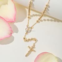 Collier pendentif religieux Guadalupe en forme de Y, Saint Benoît, Saint Jude, Vierge Marie, plaqué or 14 carats, chapelet croix
