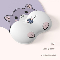 Set bantalan Mouse busa memori tempat pergelangan tangan Keyboard pelindung pergelangan tangan Hamster kartun