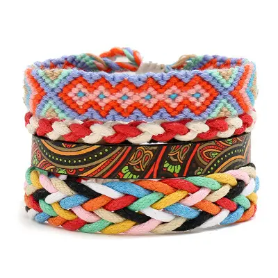 Brazaletes de cuerda de cera hechos a mano, Pulseras de amistad para mujer, pulsera de cuerda trenzada, pulsera de cuerda, Pulseras de joyería de playa