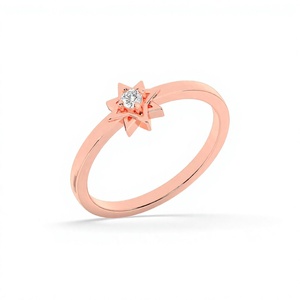 Anillo de Compromiso de Lujo Lurba Jewels con Diamante Sintético de 0.1 Ct, Corte Brillante, Oro Amarillo Sólido de 14K - Product Image 3