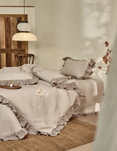 Bộ chăn ga gối đệm mùa hè chất liệu vải lanh cotton nhẹ, mềm mại, thoáng khí, màu cà phê tự nhiên - Product Image 3