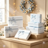 Caja Rectangular de Lujo, Papel Artístico con Patrón en Relieve y Bronceado, Caja Premium de 3 Piezas para Regalo Cosmético con Lazo de Cinta, Caja de Embalaje para Regalo
