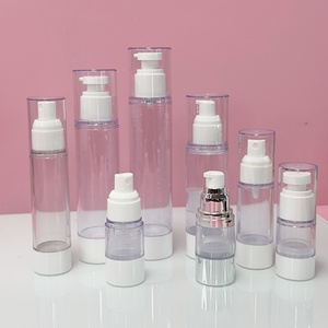 Flacon pompe airless rond en plastique transparent blanc/noir avec bouchon, 15ml, 30ml, 50ml, 100ml, en AS/PP, pour crème, impression OEM - Product Image 5