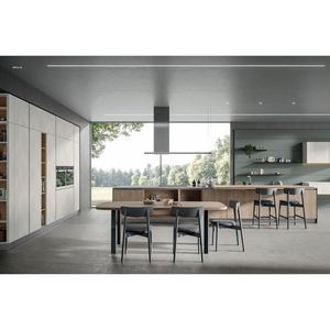 Factory Price Modern Simple Italian New Design <b>Wood</b> Kitchen Cabinets Shaker Kitchen Furniture with Quartz Island - Product Image 3