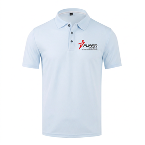 Polo à manches courtes pour homme, bleu clair, de haute qualité, personnalisé OEM, en piqué tricoté respirant, vêtements décontractés, Puffin Sports - Product Image 1