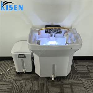 KISEN 60L White Portable Shampoo Bowl Modern Mobile Shampoo Sink for Hair Salon Barber Shop Spa Equipment with Water <b>Storage</b> - Product Image 1