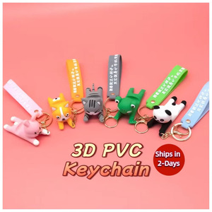 Porte-clés en silicone en forme d'animaux de la ferme de dessin animé, vache, cochon, poulet, grande taille, 3D, PVC, animaux de la ferme, caoutchouc souple, support de <span class=keywords><strong>téléphone</strong></span> portable - Product Image 1