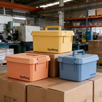Boîte à outils en plastique OEM en gros avec couvercle verrouillable, empilable, portable, boîte de rangement pour outils, boîte organisatrice d'outils pour garage