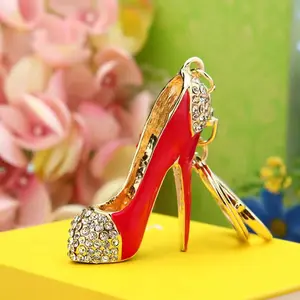 Корейский стиль креативная обувь на высоком каблуке со стразами брелок для ключей женская сумка кулон металлическая цепочка для ключей кольцо