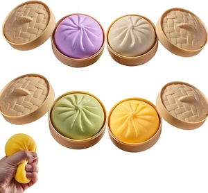 Juguetes Sensoriales Squishy de Dumplings Coloridos de 9cm y 5.5cm, Dumplings TPR con Vaporera, Juguetes Squishy de Dumplings Misteriosos - Product Image 2
