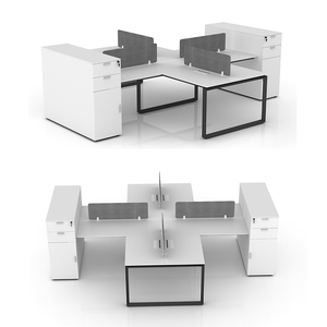 Estación de trabajo de secretaria de oficina moderna para 4 personas Escritorio de computadora modular vendido en fábrica para <span class=keywords><strong>personal</strong></span> para oficinas contemporáneas - Product Image 3