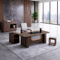 Bureau de réception moderne de style chinois en bois minimaliste pour dirigeants, avec armoire latérale de rangement, mobilier de bureau
