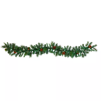 Guirlande de Noël artificielle verte de 1,8 m pré-éclairée à LED transparentes, mélange de pin et de pommes de pin, pour décoration intérieure des fêtes, directement de l'usine