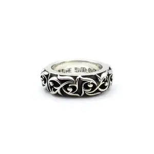 AA0160263 Ancient Ring for Men Thai Silver Ring Textured Geometric Rings Simple Retro Men's Jewelry